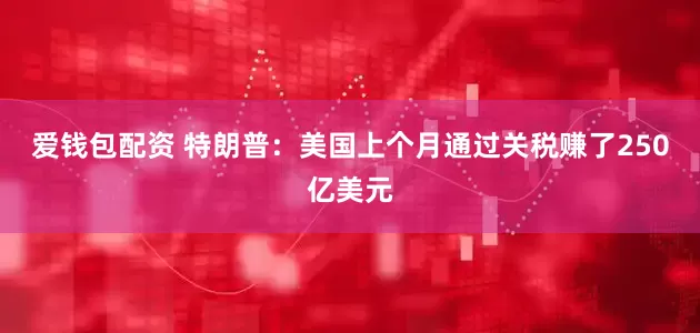 爱钱包配资 特朗普：美国上个月通过关税赚了250亿美元